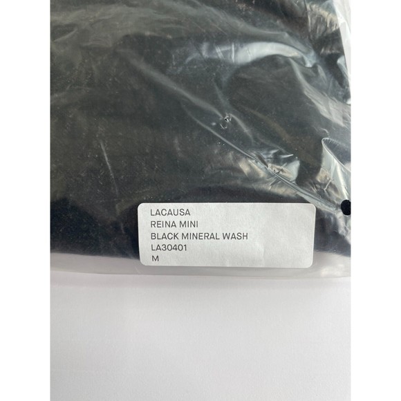 LACAUSA Medium Reina Mini Dress Black Mineral Wash Sleeveless Ruffle Hem New - Picture 15 of 15